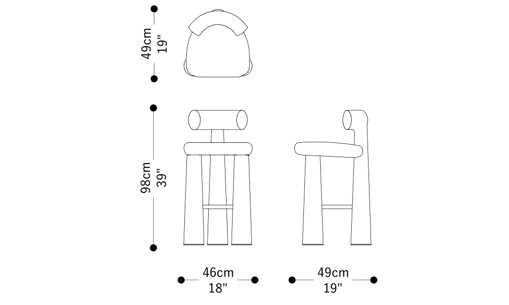Image of the main dimensions of the product